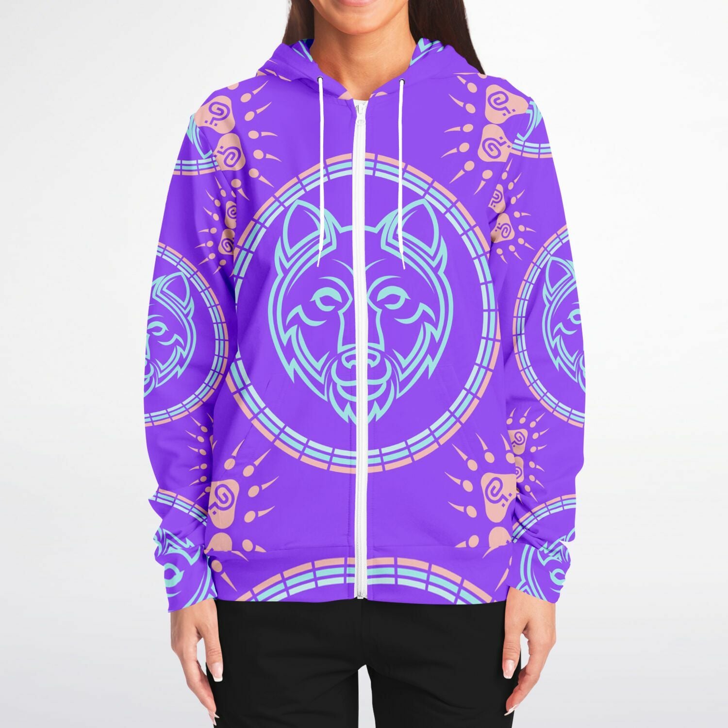 $NiieihiiNookei Bear Fashion Zip-Up Hoodie - AOP