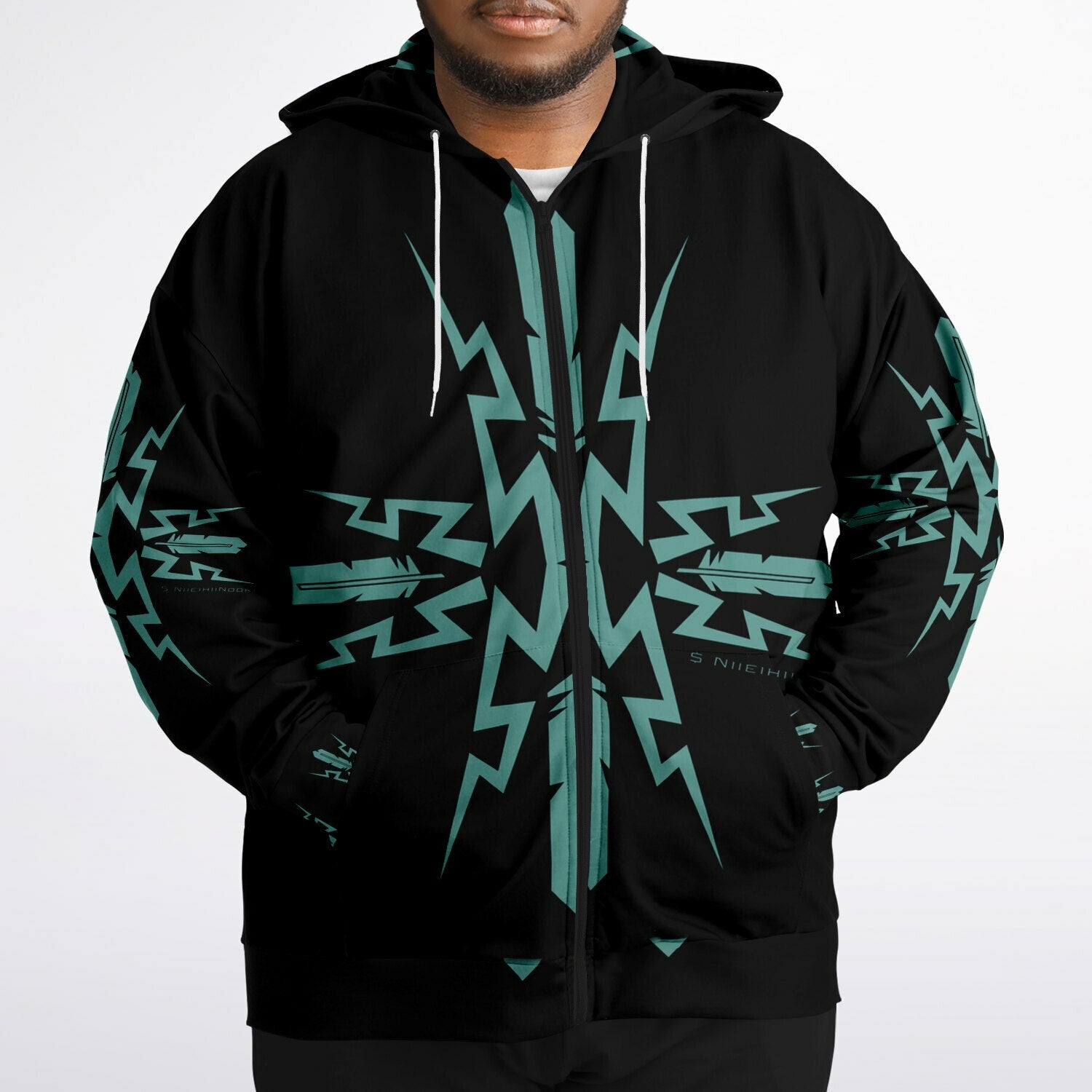 $NiieihiiNookei Plus-size Ziphoodie - AOP