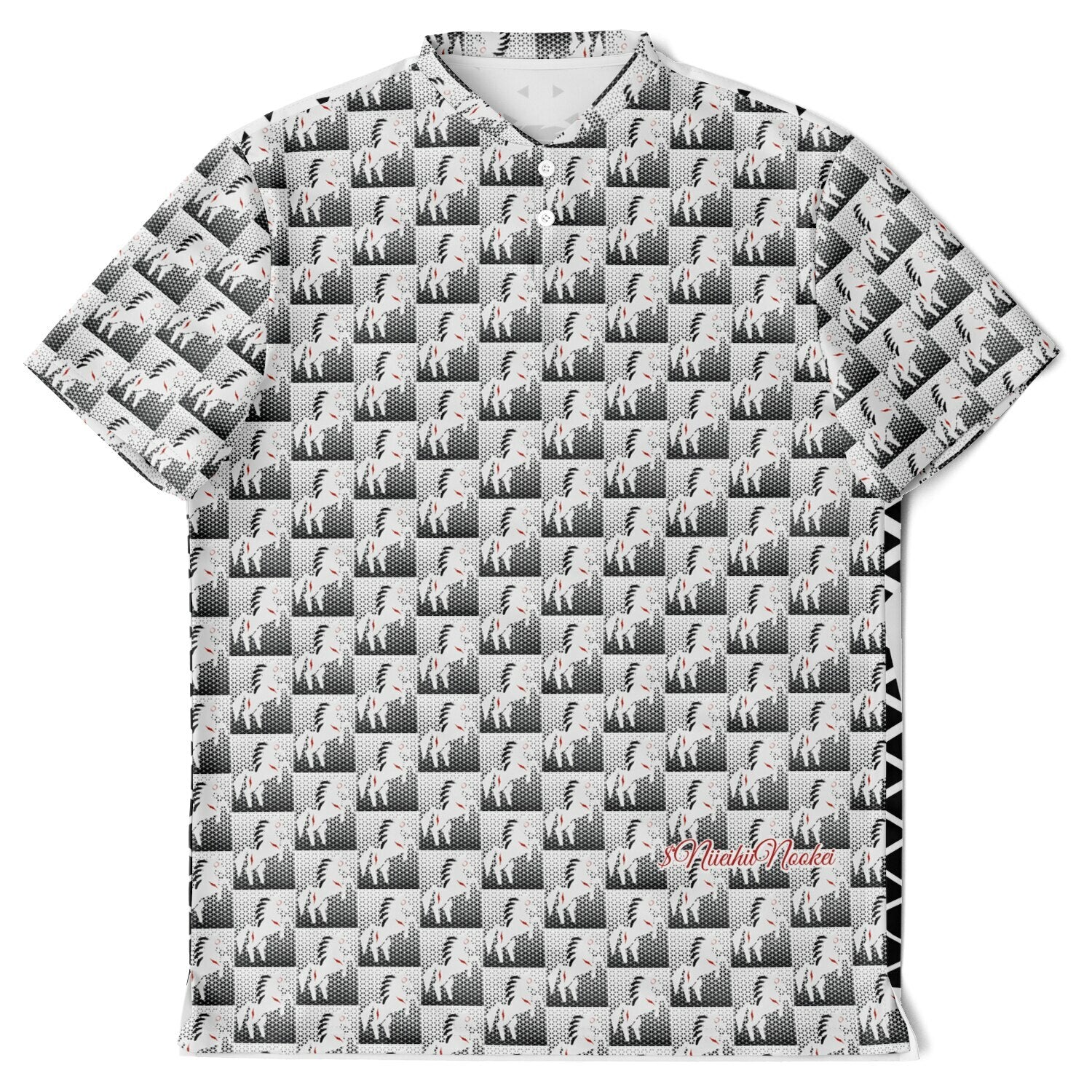 $NiieihiiNookei Blade Collar Polo Shirt - AOP