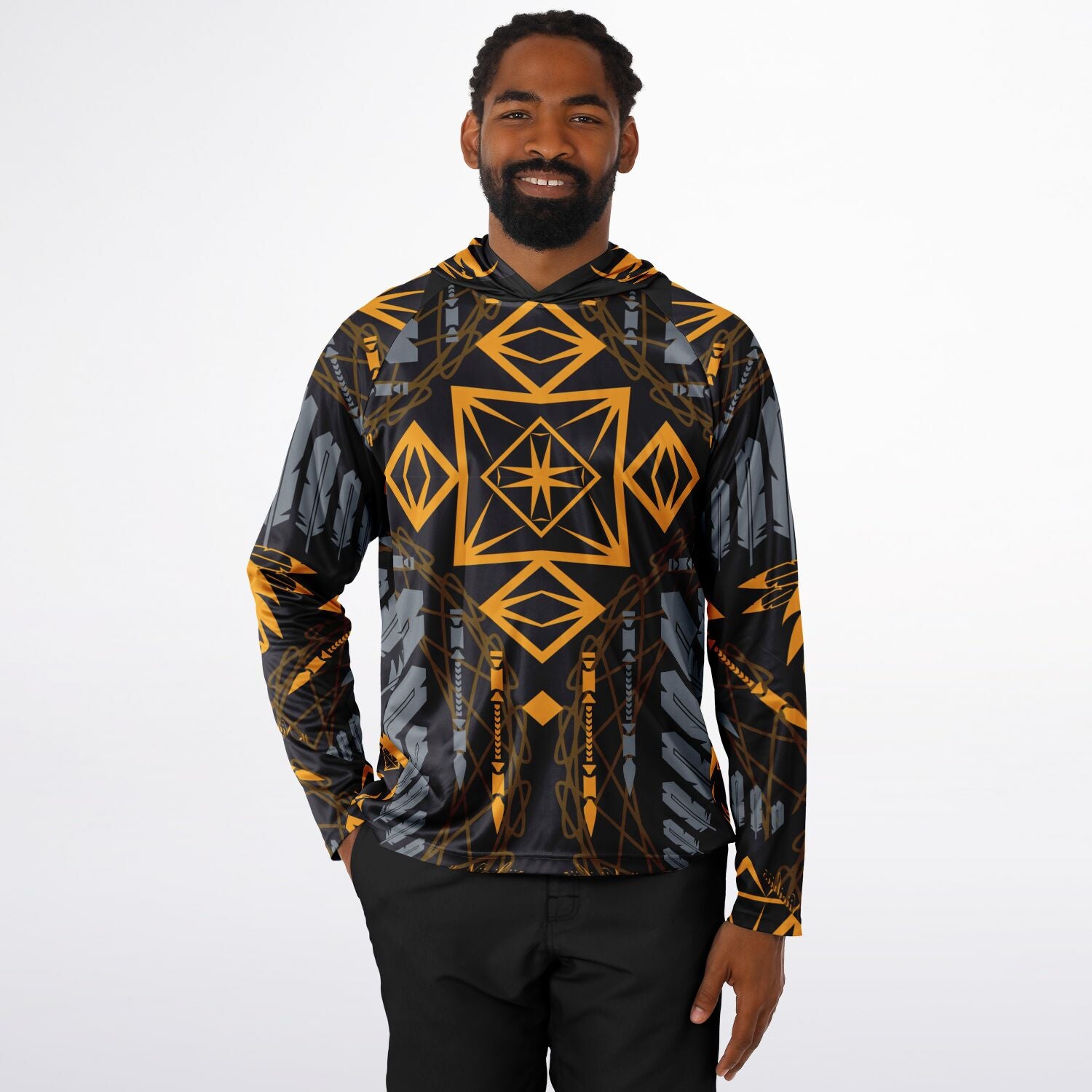 $NiieihiiNookei Long Sleeve Hooded Performance Shirt - AOP