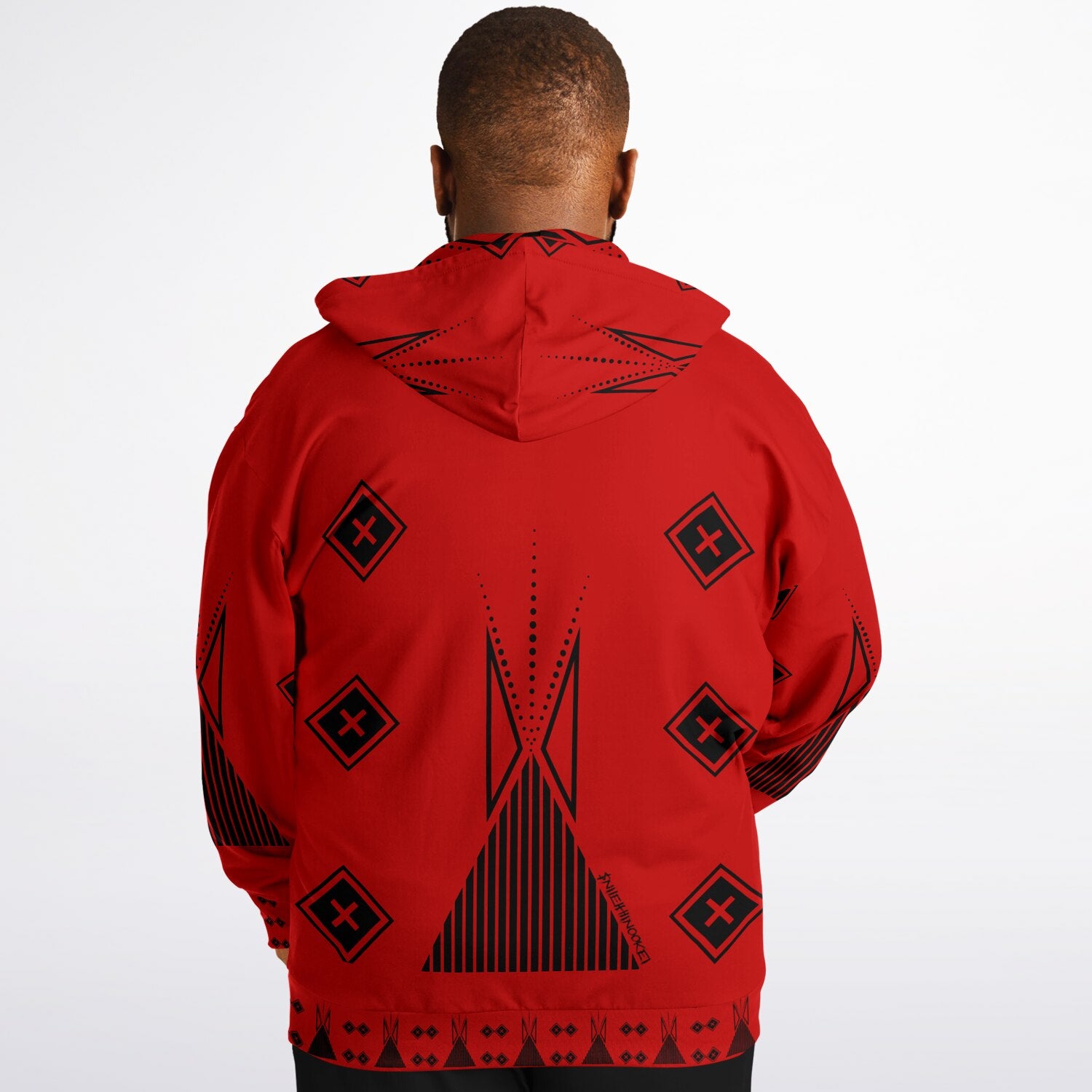 $NiieihiiNookei Fashion Plus-size Ziphoodie - AOP Red