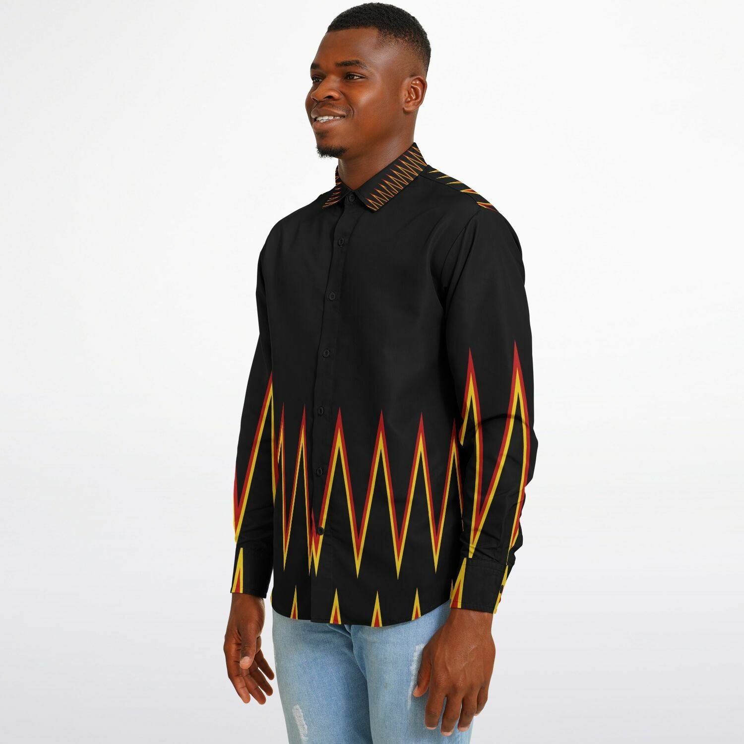 $NiieihiiNookei Long Sleeve Button Down Shirt - AOP