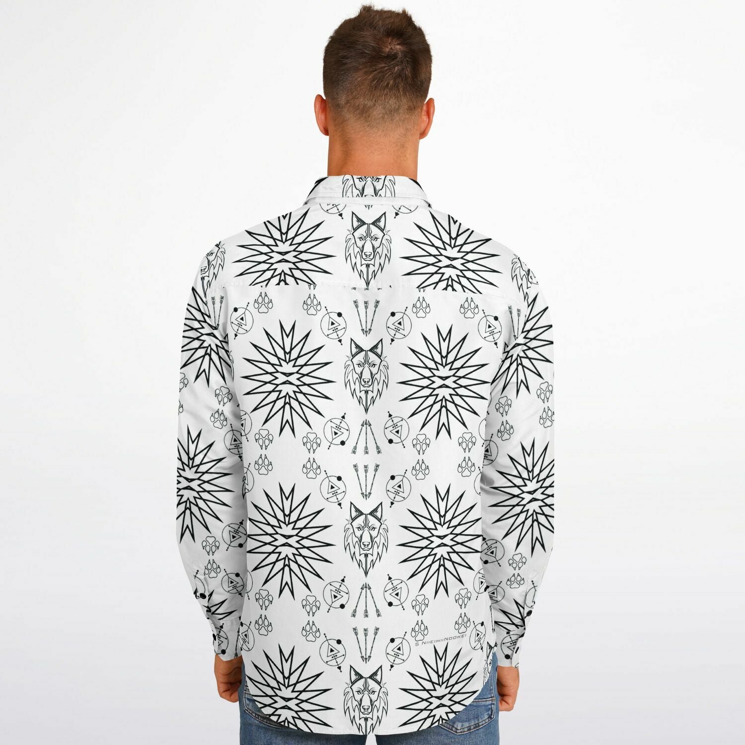 $NiieihiiNookei Long Sleeve Button Down Shirt - AOP