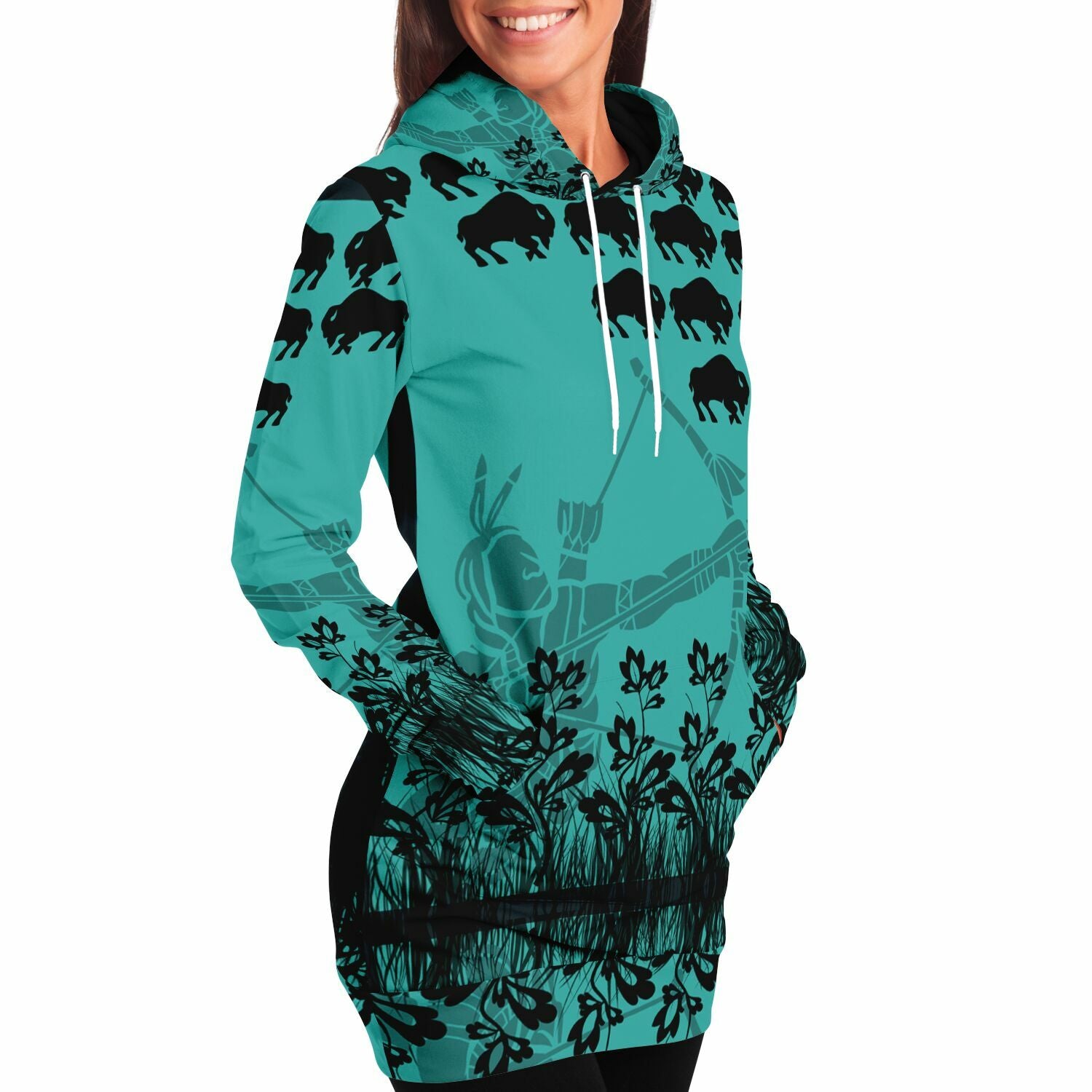 $NiieihiiNookei Fashion Longline Hoodie - AOP