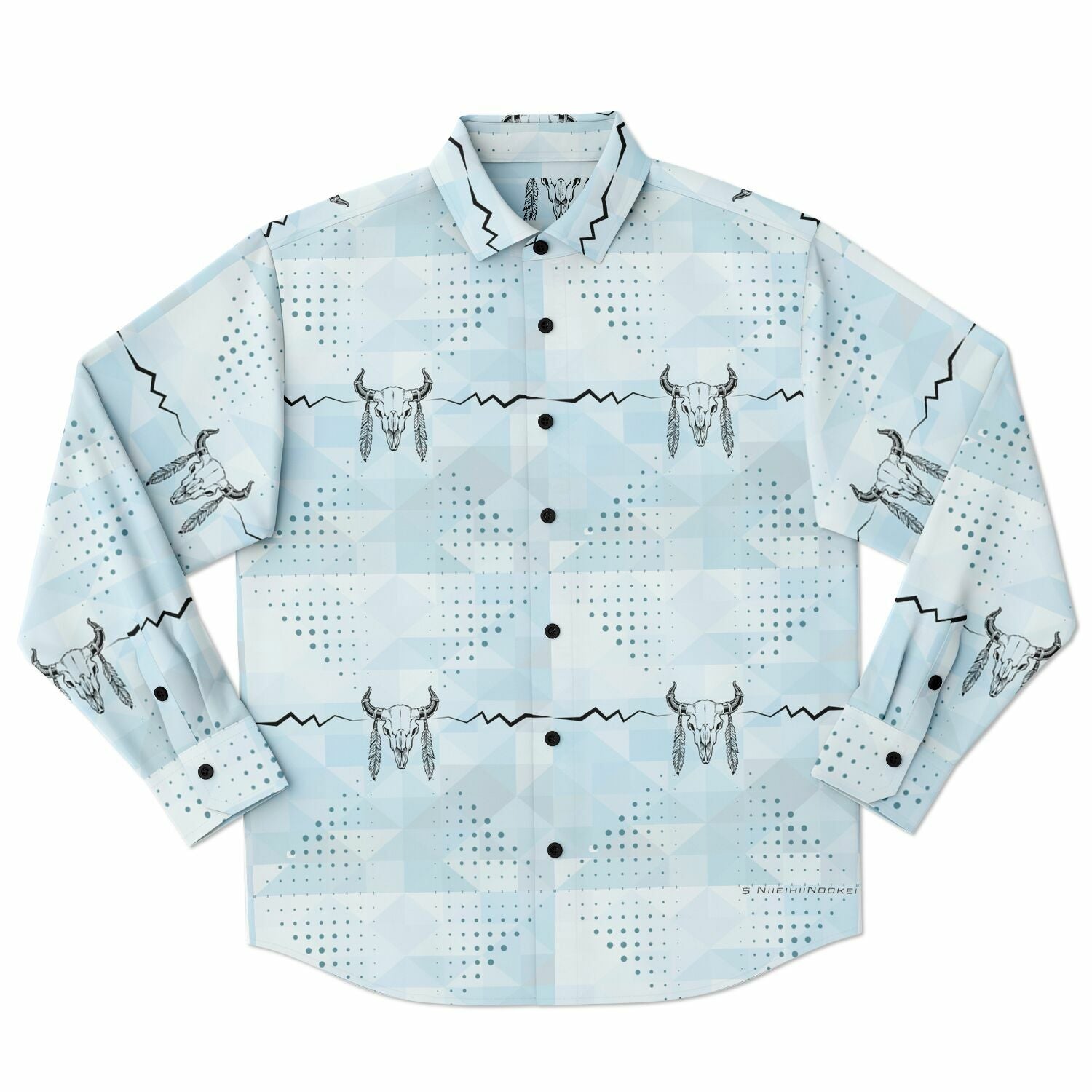 $NiieihiiNookei Long Sleeve Button Down Shirt - AOP