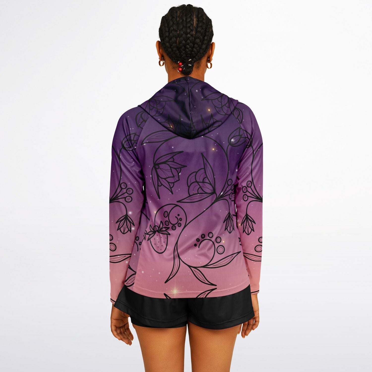 $NiieihiiNookei Floral Sunset Women's Long Sleeve Hooded Performance Shirt - AOP