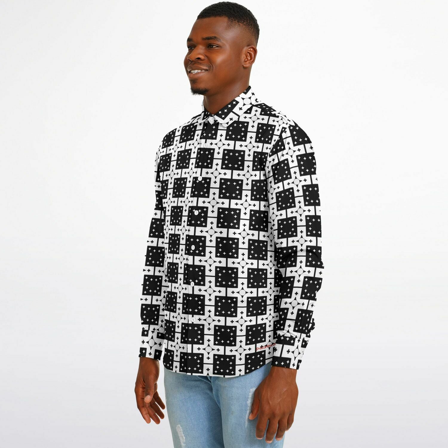 $NiieihiiNookei Long Sleeve Button Down Shirt - AOP