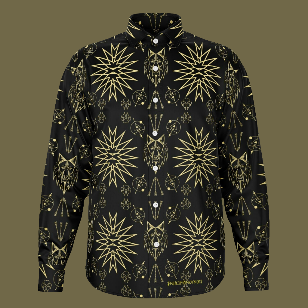$NiieihiiNookei Long Sleeve Button Down Shirt - AOP