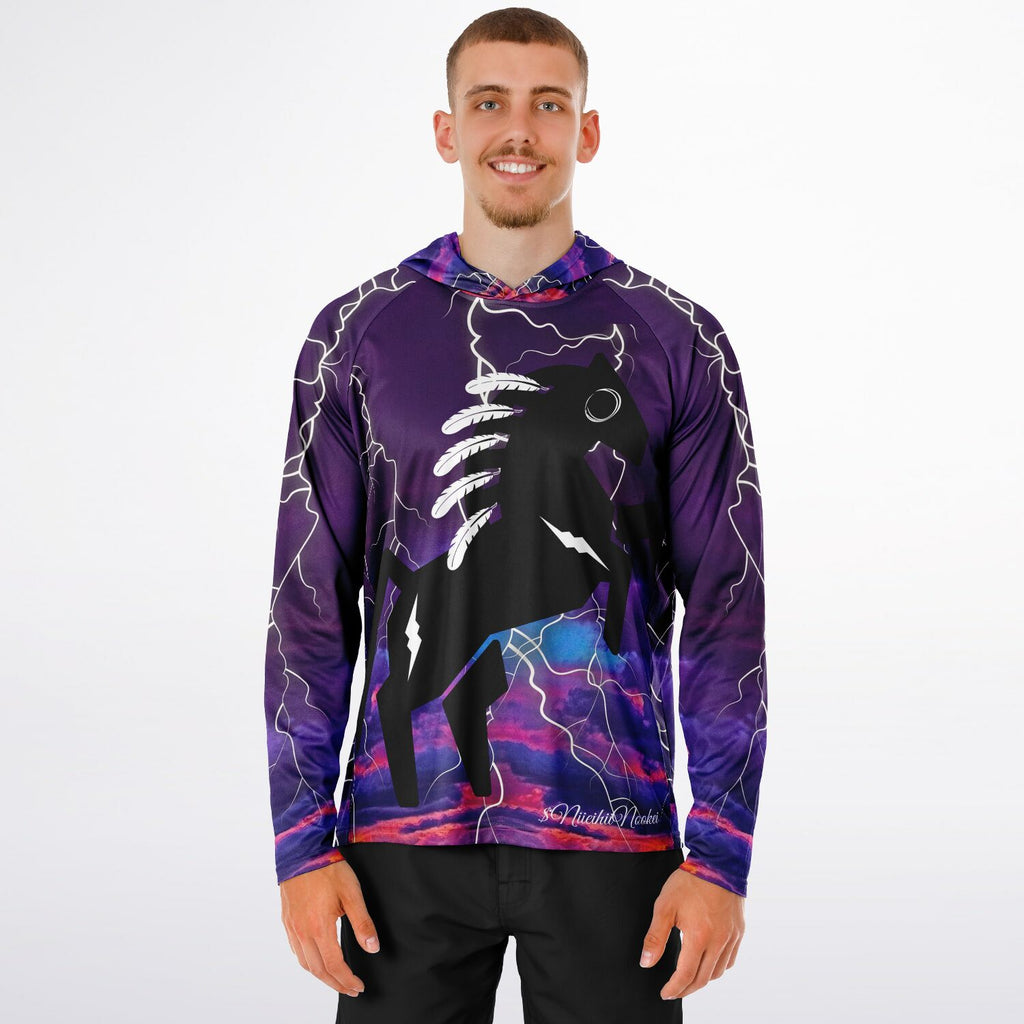 $NiieihiiNookei Men's Long Sleeve Hooded Performance Shirt - AOP