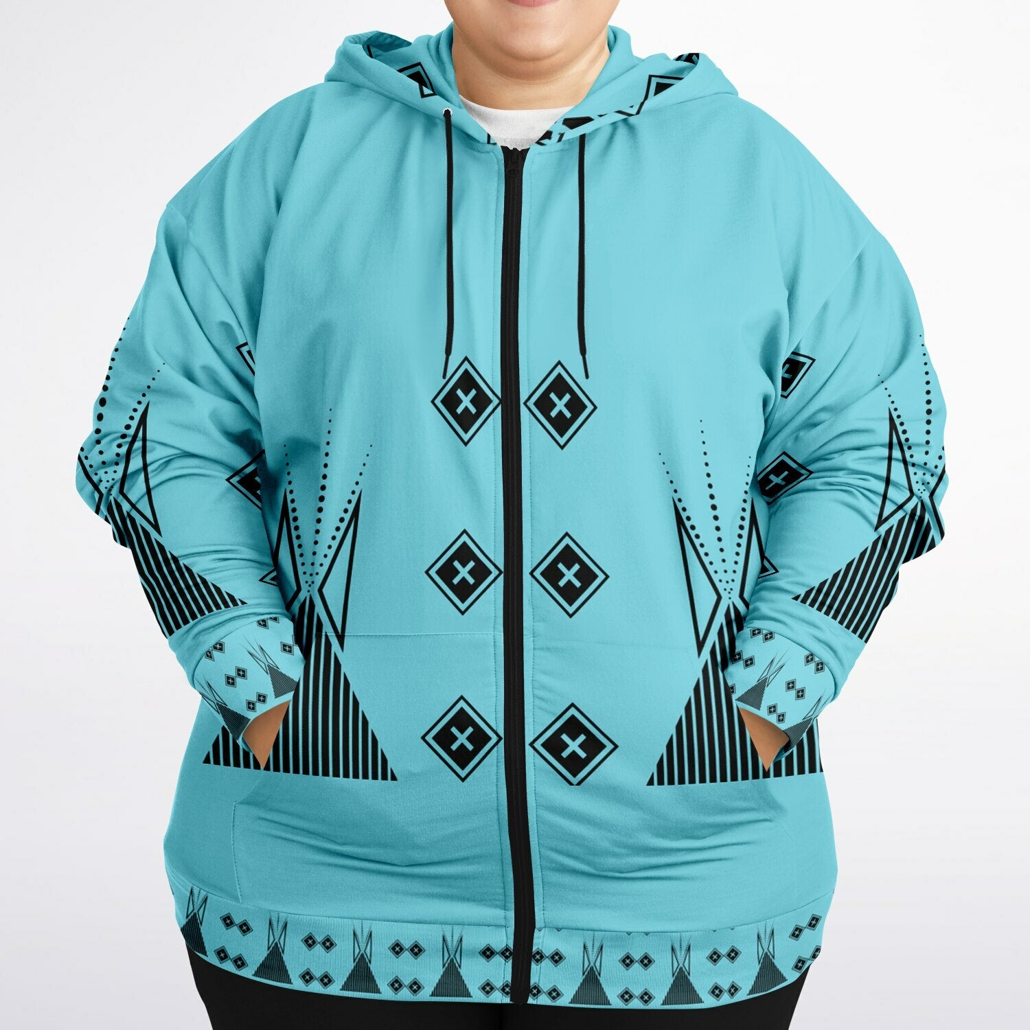 $NiieihiiNookei Fashion Plus-size Ziphoodie - AOP