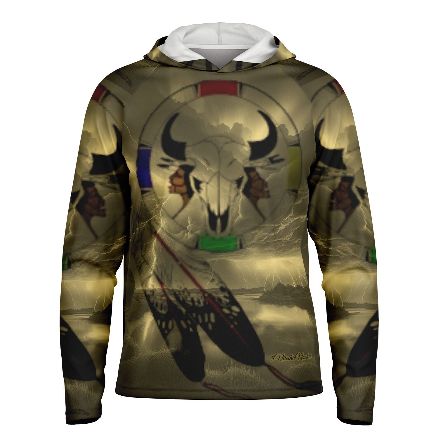 Northern Arapaho Tribe Logo Hooded Performance Shirt - AOP