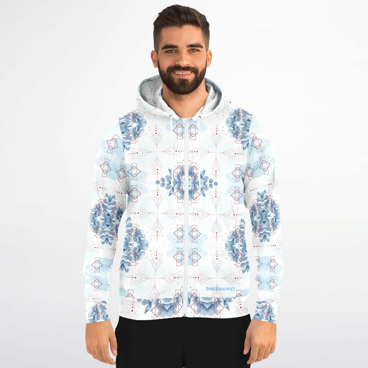 Athletic Zip-Up Hoodie - AOP