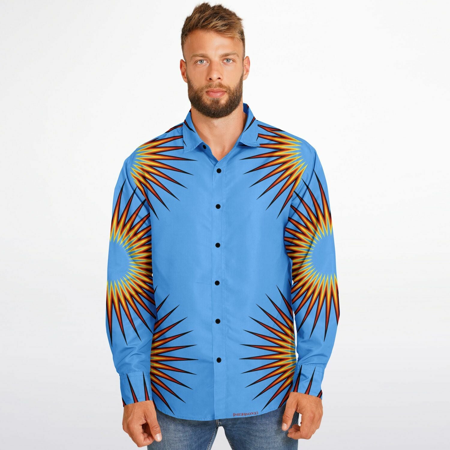 $NiieihiiNookei Long Sleeve Button Down Shirt - AOP