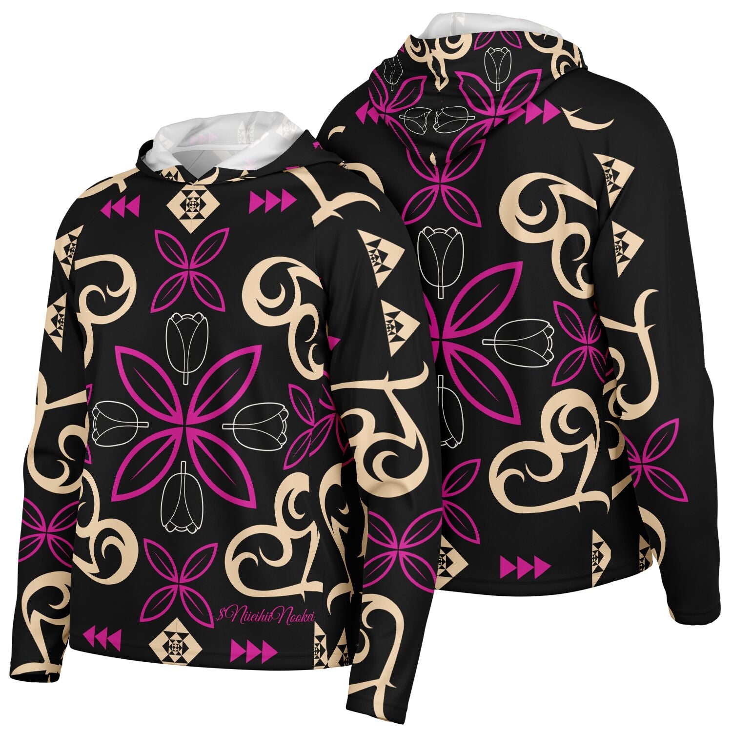 $NiieihiiNookei Men's Long Sleeve Hooded Performance Shirt - AOP