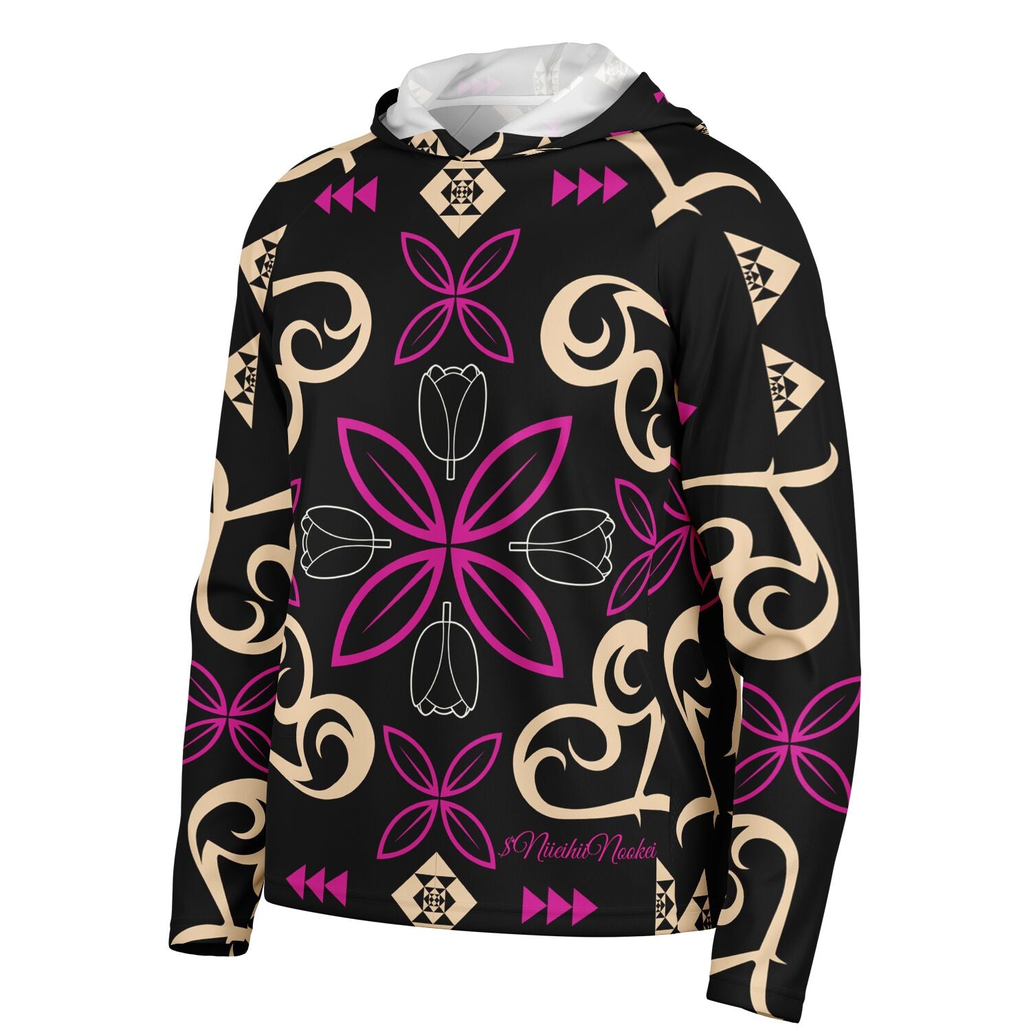 $NiieihiiNookei Men's Long Sleeve Hooded Performance Shirt - AOP