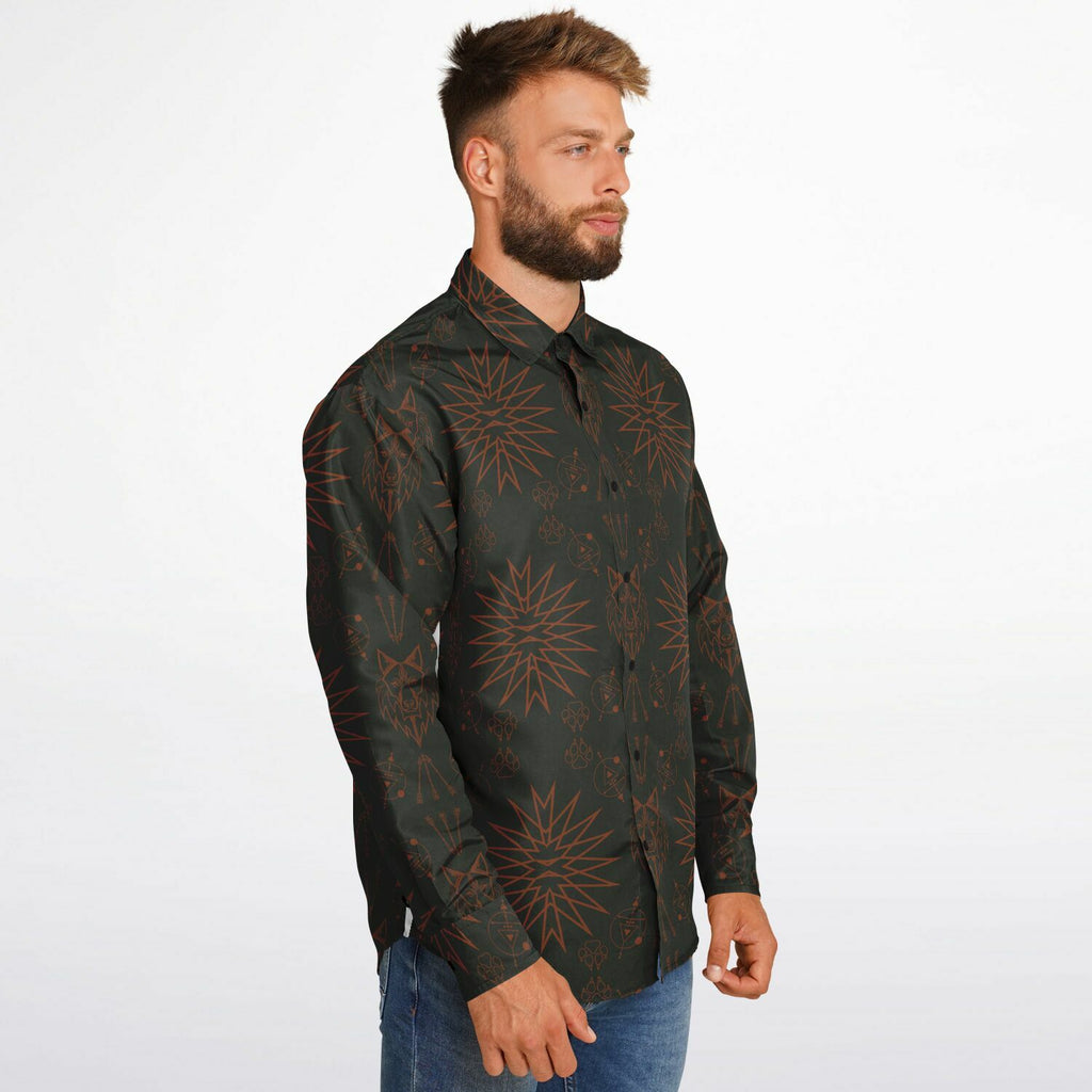 $NiieihiiNookei Long Sleeve Button Down Shirt - AOP