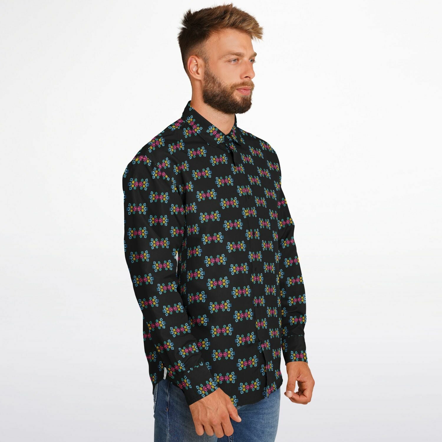 $NiieihiiNookei Long Sleeve Button Down Shirt - AOP