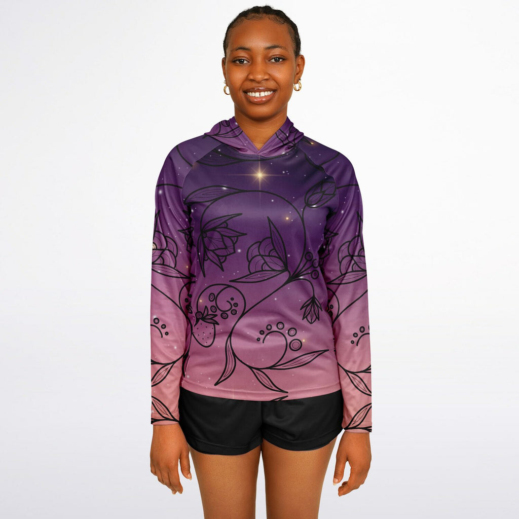 $NiieihiiNookei Floral Sunset Women's Long Sleeve Hooded Performance Shirt - AOP