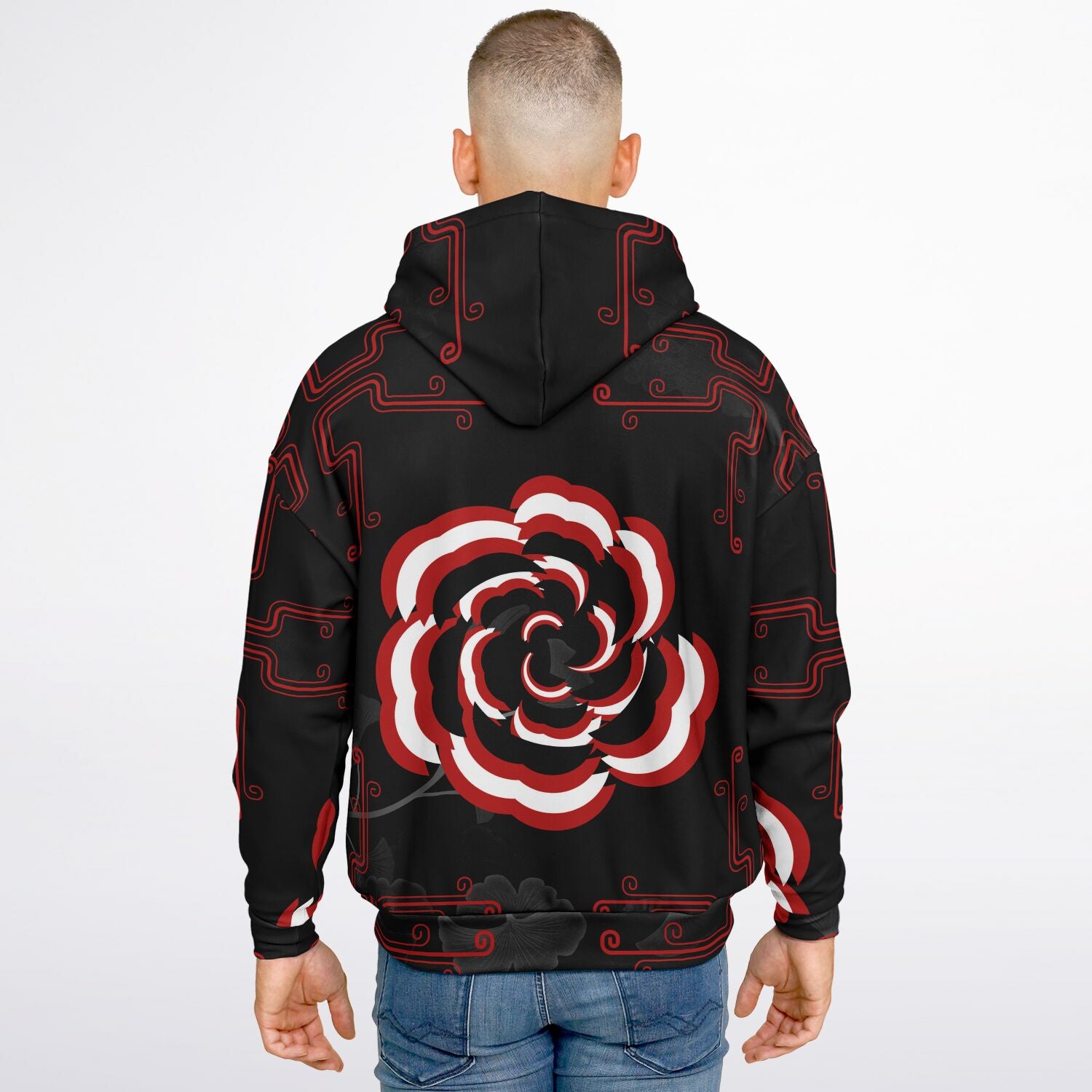 $NiieihiiNookeii Rose Heavyweight Oversized Hoodie - AOP