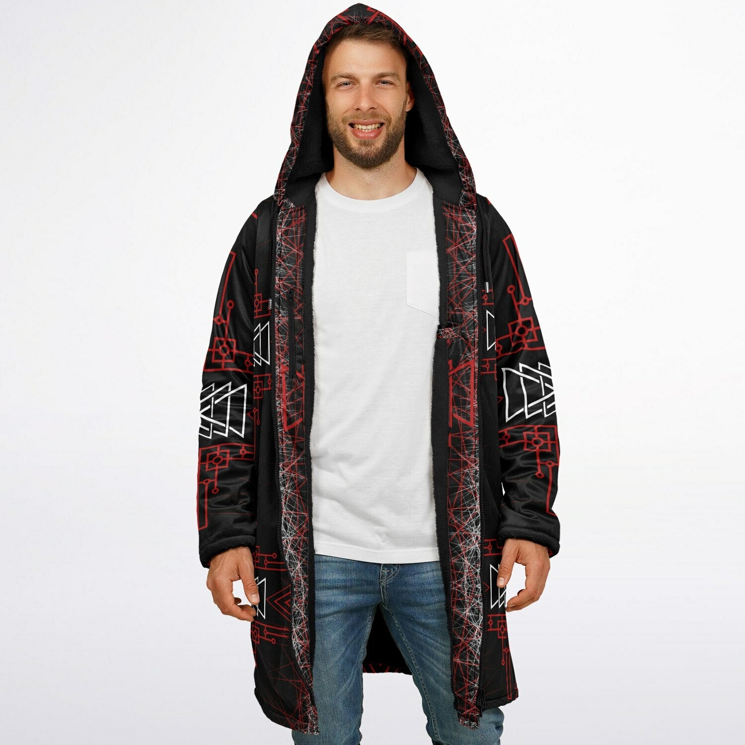$NiieihiiNookei Microfleece Lined Zipper Cloak - AOP
