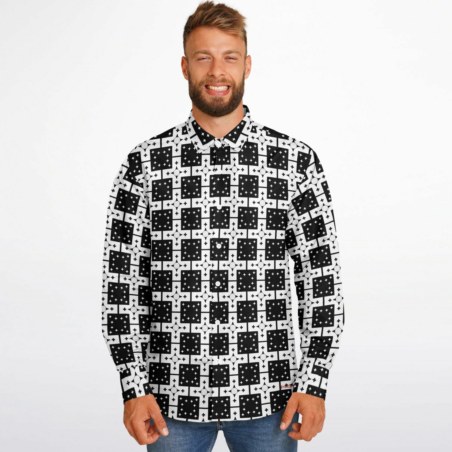 $NiieihiiNookei Long Sleeve Button Down Shirt - AOP