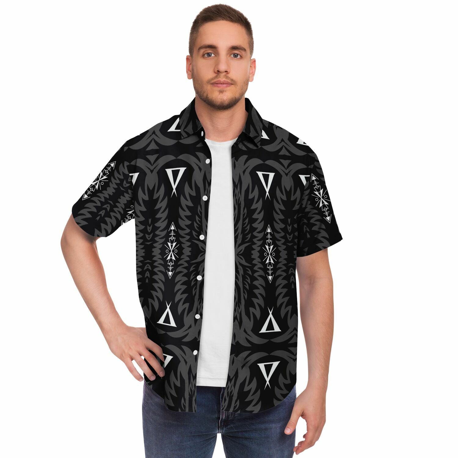 Short Sleeve Button Down Shirt 2 - AOP