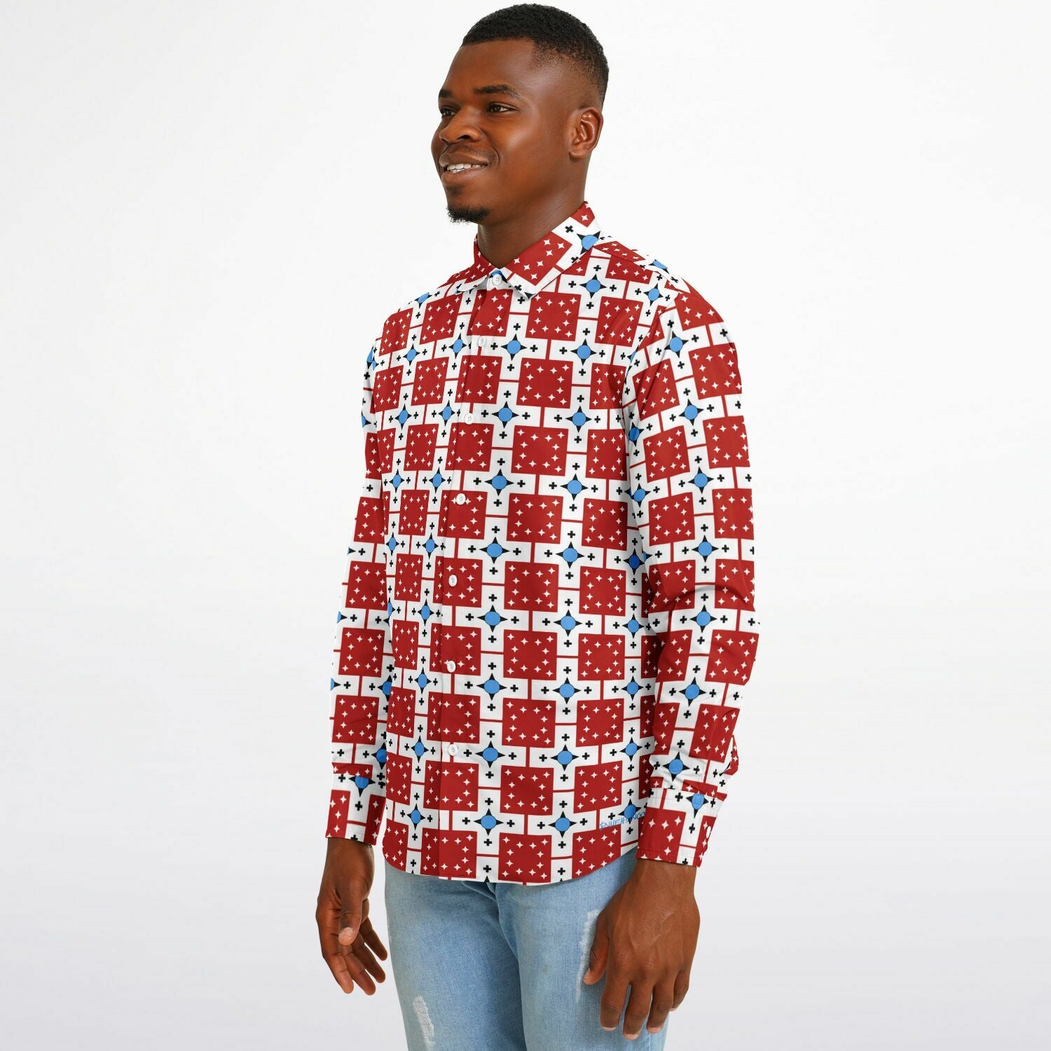 $NiieihiiNookei Long Sleeve Button Down Shirt - AOP