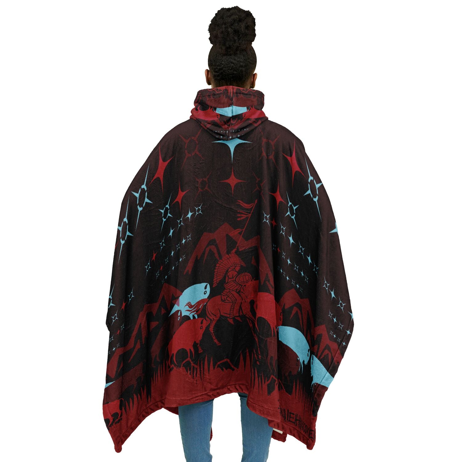 $NiieihiiNookei Flannel Blanket Poncho - AOP