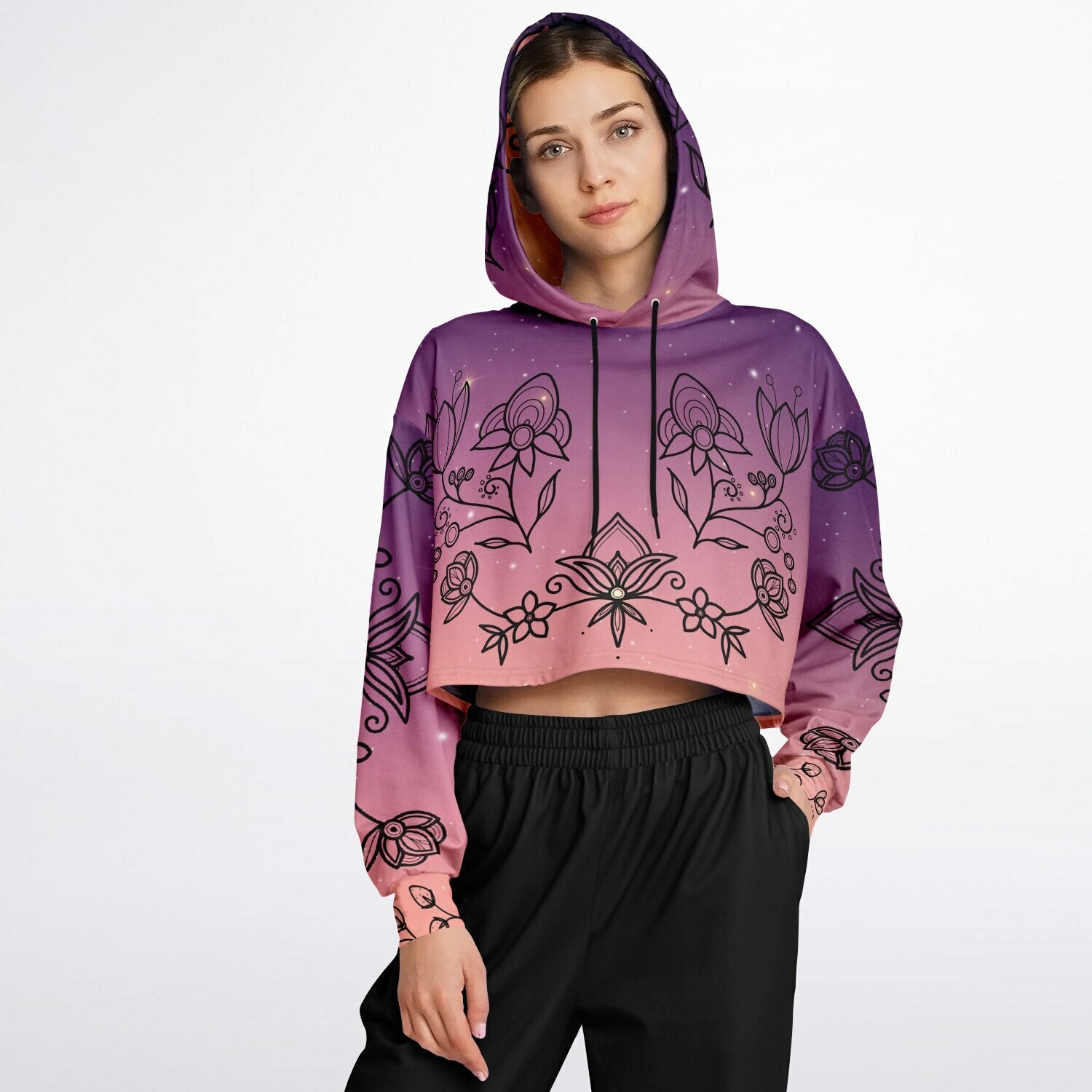 $NiieihiiNookei Fashion Cropped Hoodie - AOP