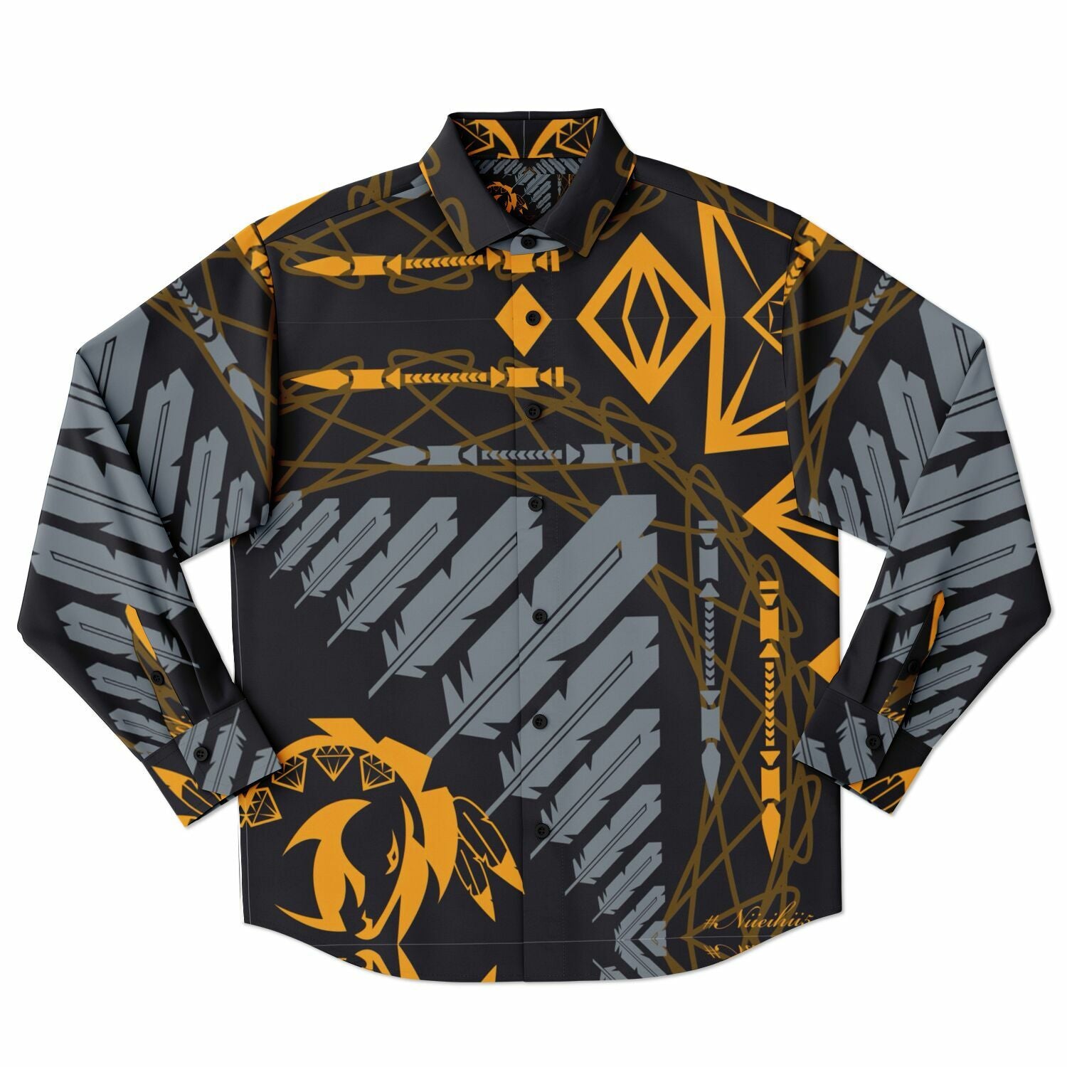 $NiieihiiNookei Long Sleeve Button Down Shirt - AOP