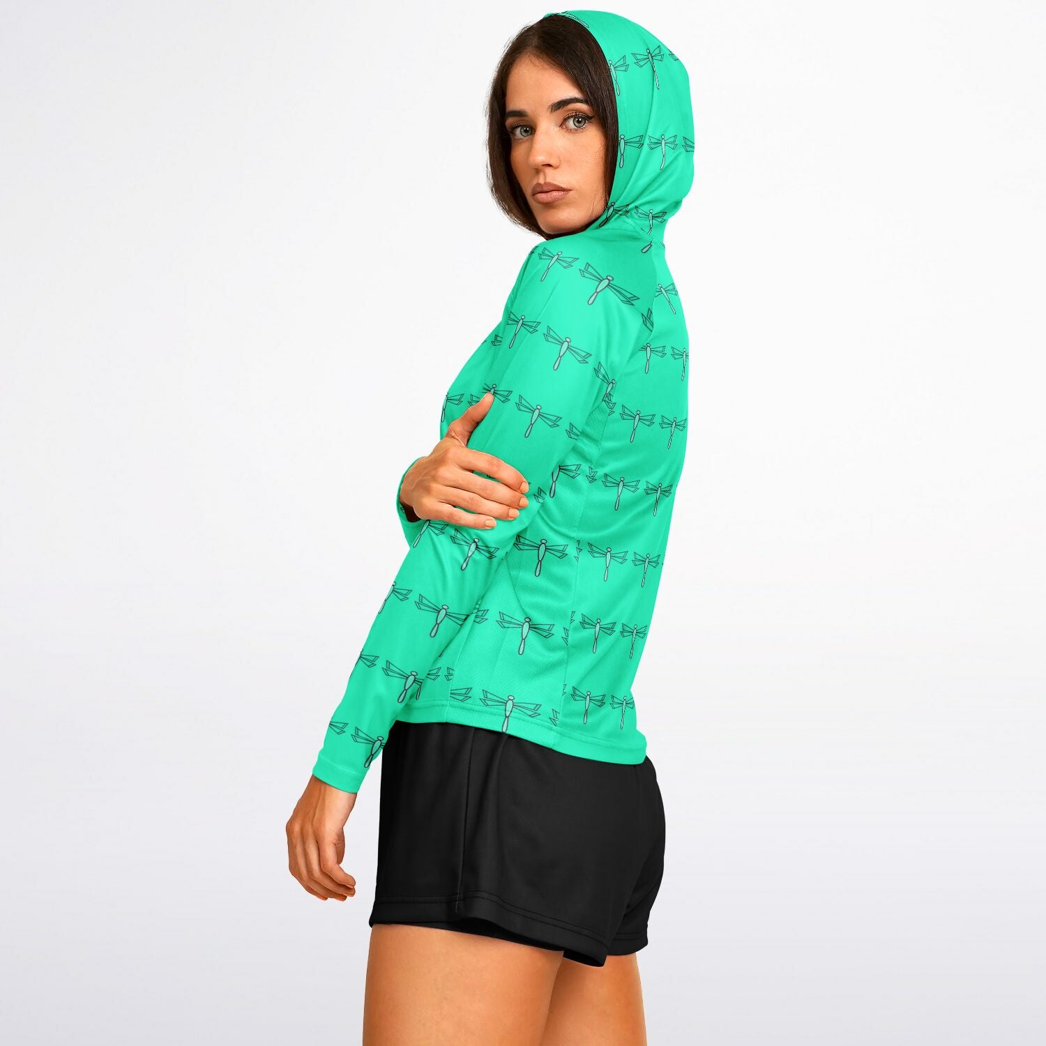 $NiieihiiNookei Women's Long Sleeve Hooded Performance Shirt - AOP