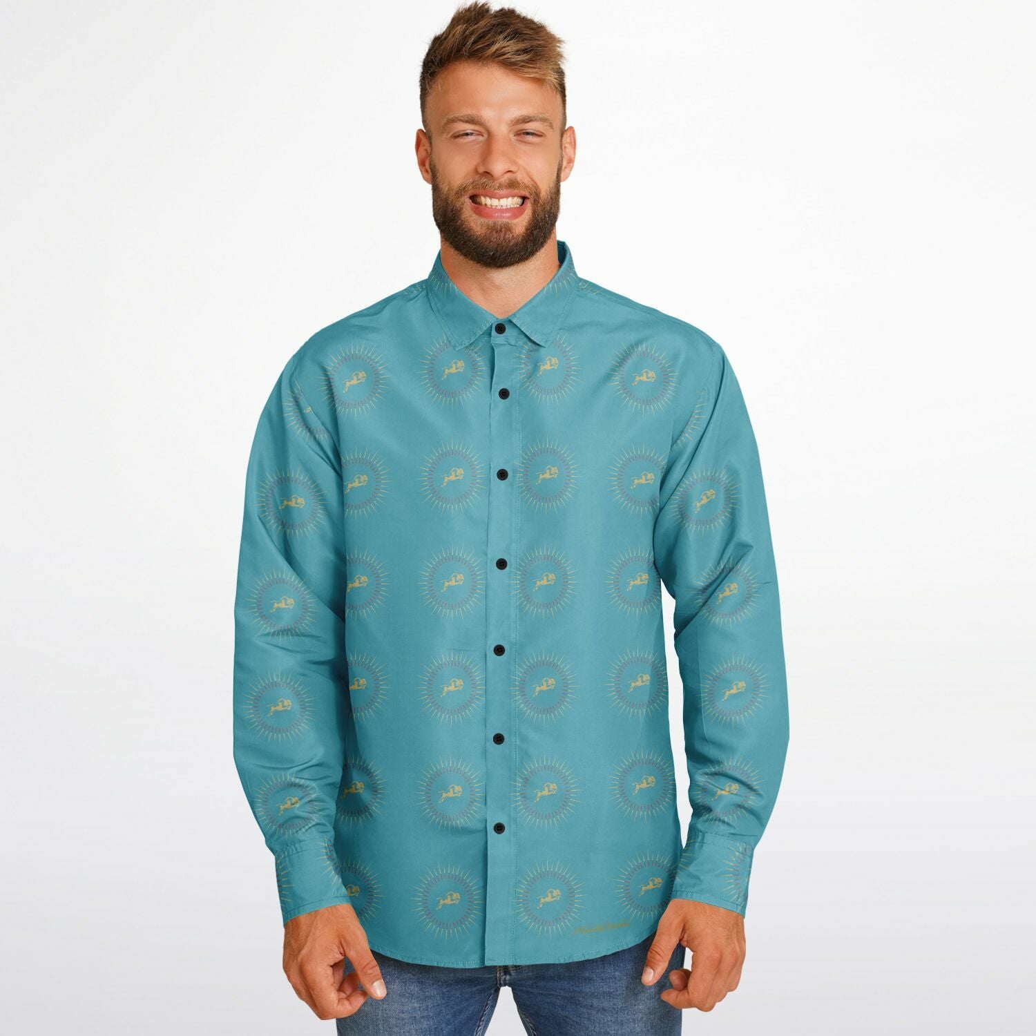 $NiieihiiNookei Long Sleeve Button Down Shirt - AOP