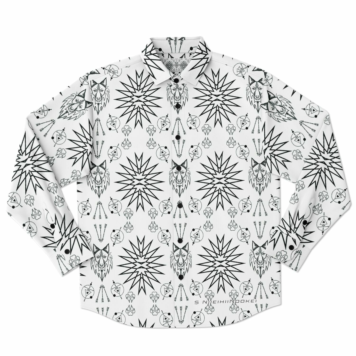 $NiieihiiNookei Long Sleeve Button Down Shirt - AOP