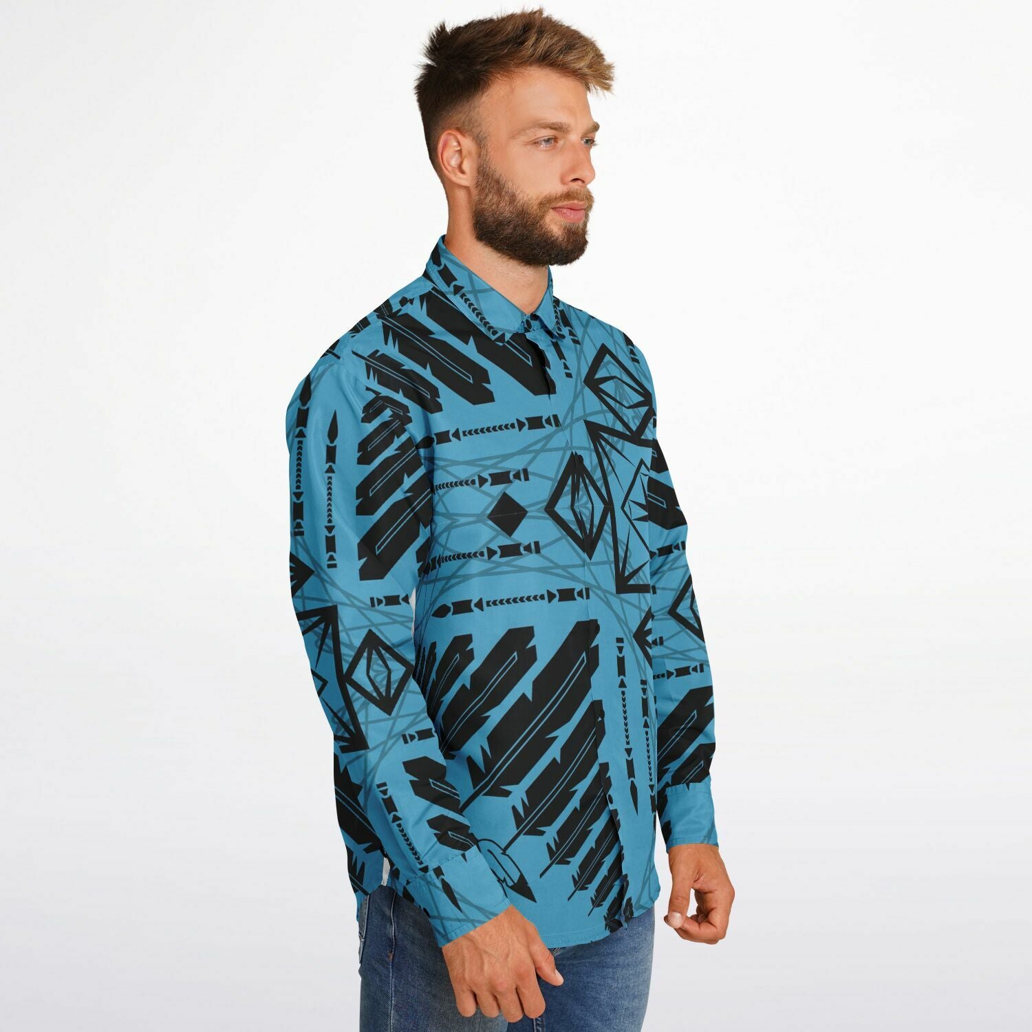 $NiieihiiNookei Long Sleeve Button Down Shirt - AOP