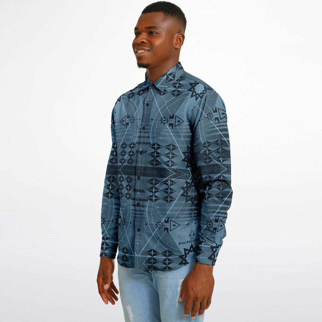 $NiieihiiNookei Long Sleeve Button Down Shirt - AOP