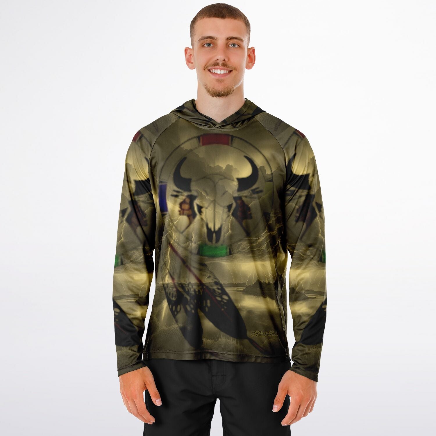 Northern Arapaho Tribe Logo Hooded Performance Shirt - AOP