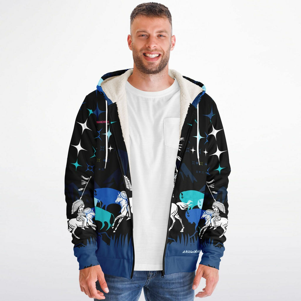 $NiieihiiNookei CUSTOM Shoshone Rose Microfleece Ziphoodie - AOP