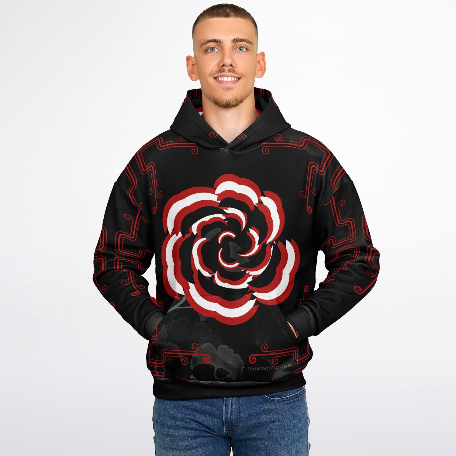 $NiieihiiNookeii Rose Heavyweight Oversized Hoodie - AOP