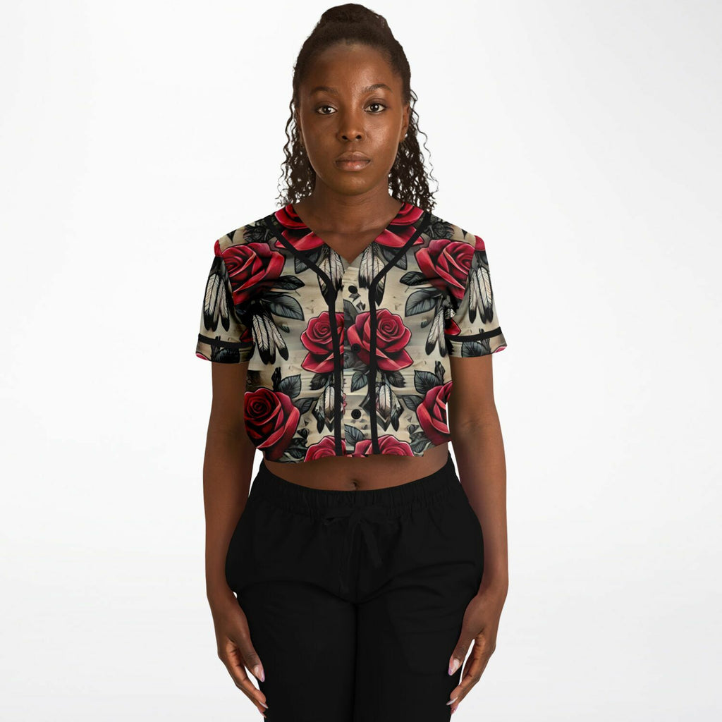 $NiieihiiNookei Cropped Baseball Jersey - AOP