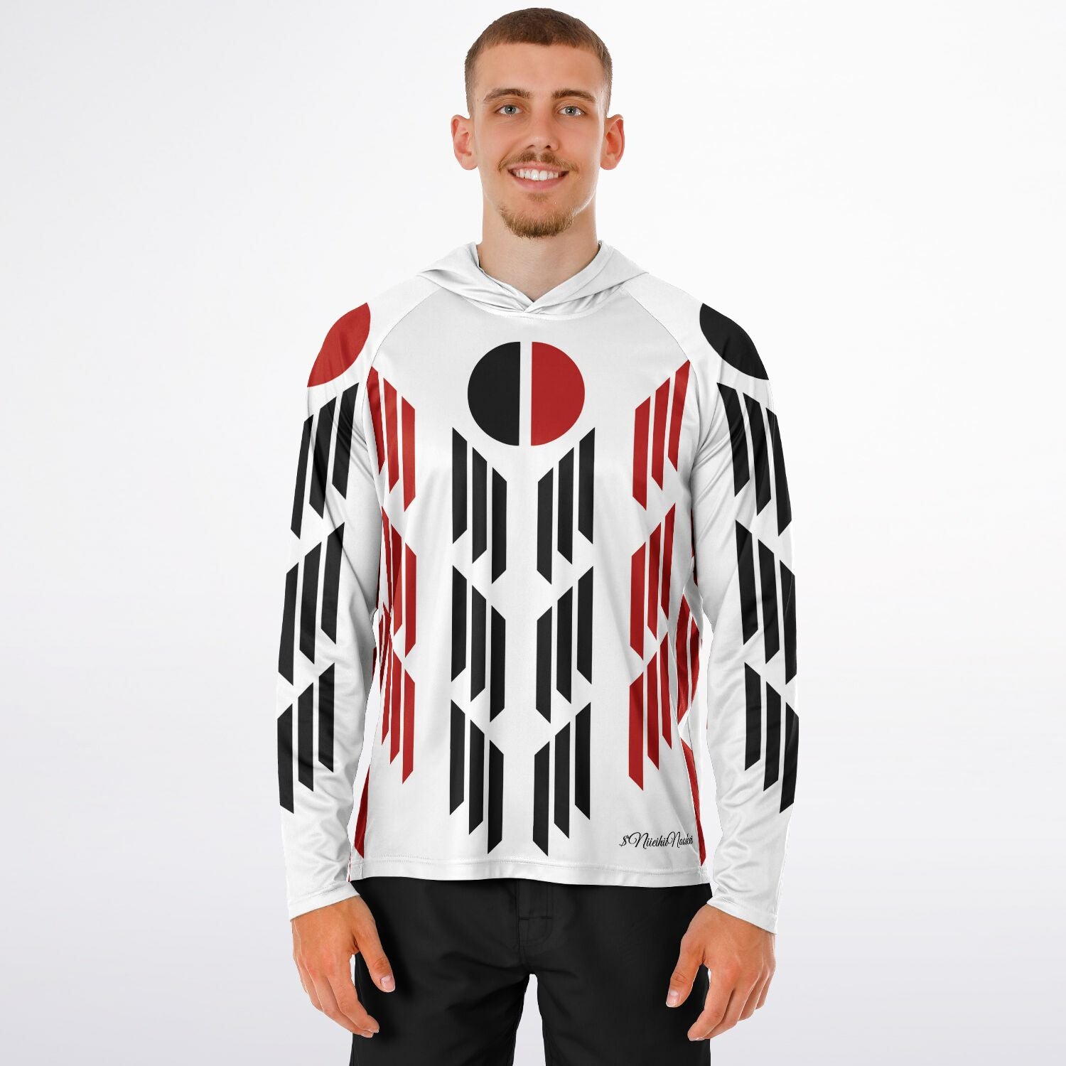 Arapaho Flag Long Sleeve Hooded Performance Shirt - AOP