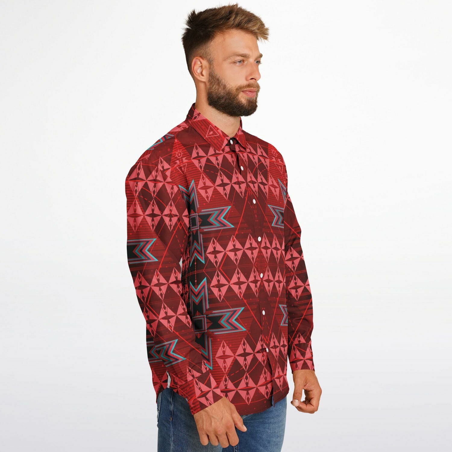 $NiieihiiNookei Long Sleeve Button Down Shirt - AOP