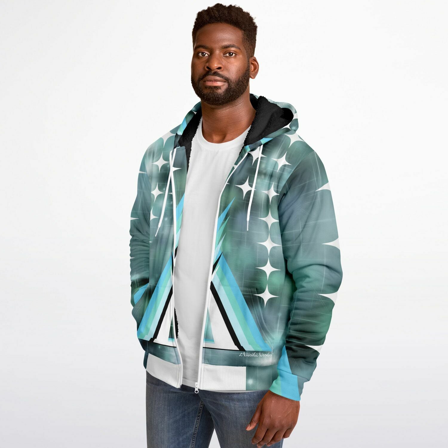 $NiieihiiNookei Microfleece Lined Ziphoodie - AOP