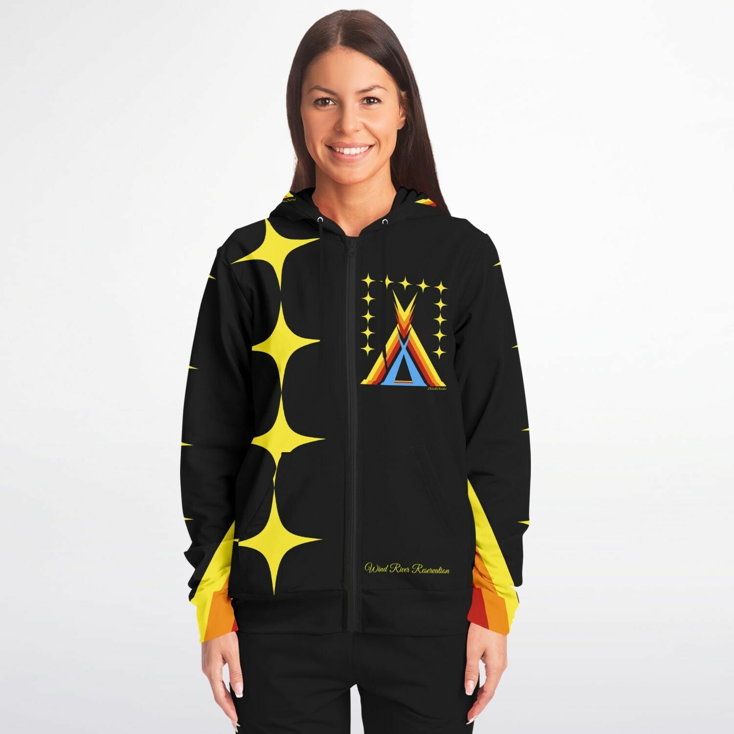 Wind River Reservation Design by $NiieihiiNookei Zip-Up Hoodie - AOP copy