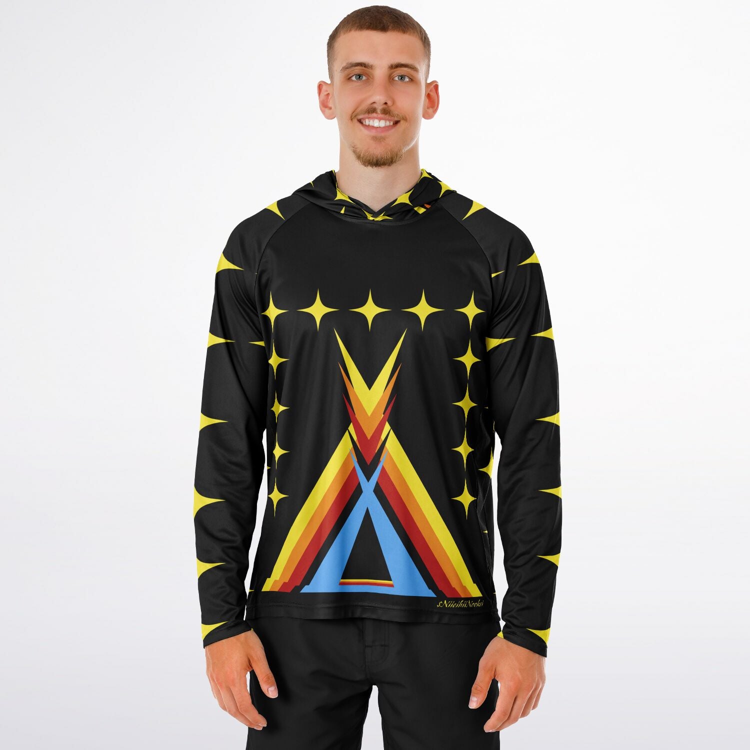 $NiieihiiNookei Long Sleeve Hooded Performance Shirt - AOP