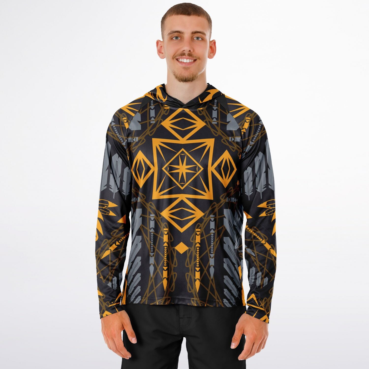 $NiieihiiNookei Long Sleeve Hooded Performance Shirt - AOP