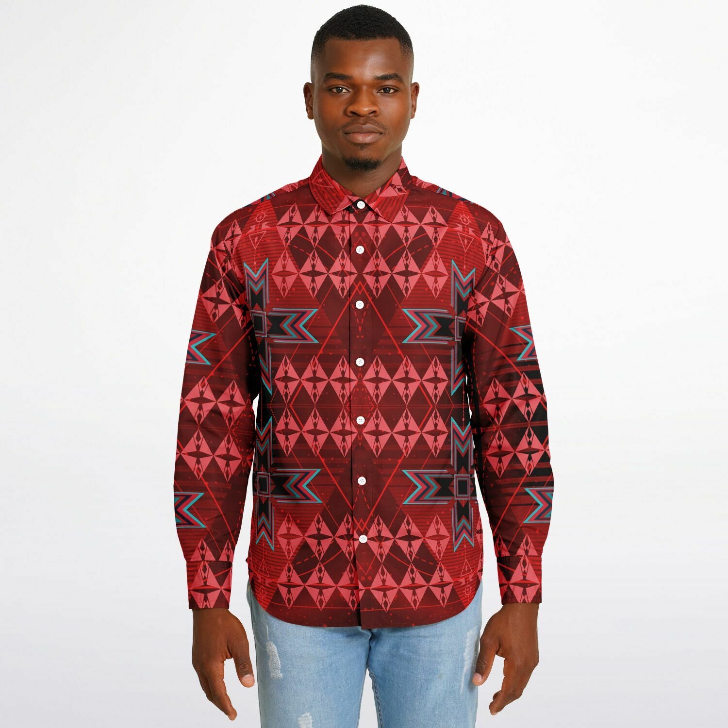 $NiieihiiNookei Long Sleeve Button Down Shirt - AOP