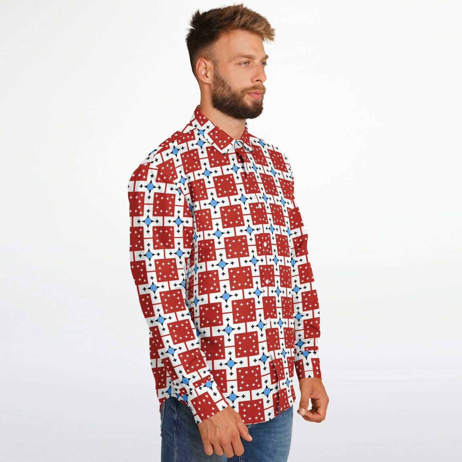 $NiieihiiNookei Long Sleeve Button Down Shirt - AOP