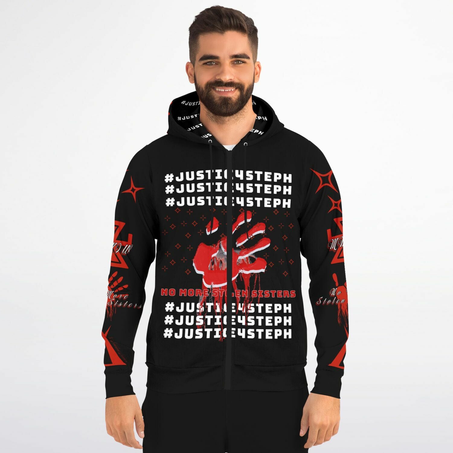 #JUSTICE4STEPH Athletic Zip-Up Hoodie - AOP