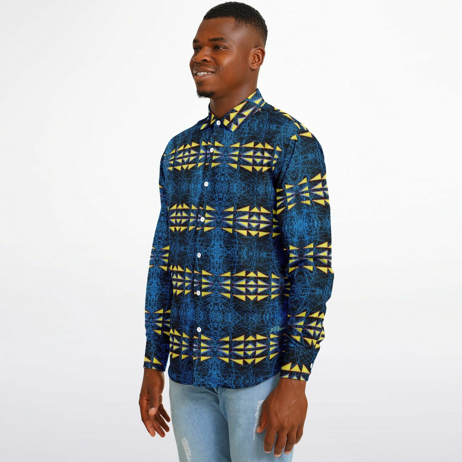 $NiieihiiNookei Long Sleeve Button Down Shirt - AOP