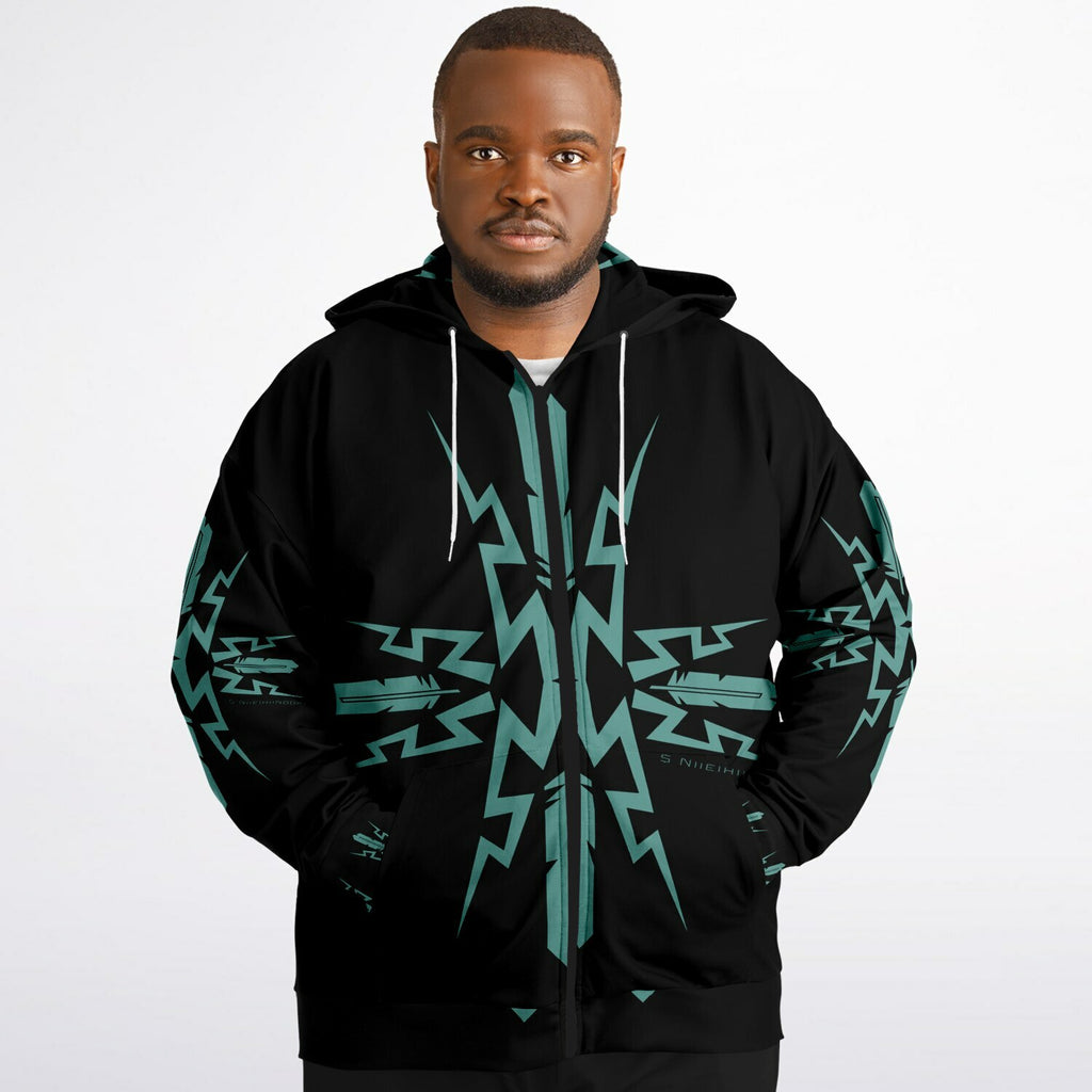 $NiieihiiNookei Plus-size Ziphoodie - AOP